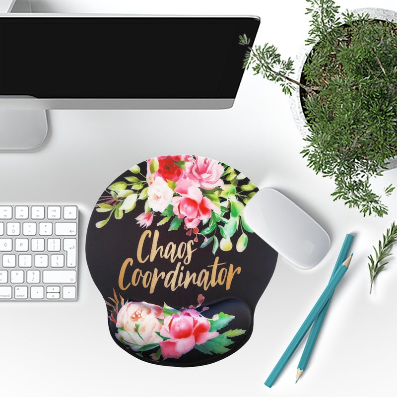 Eleville Ergonomic Mouse Pad Chaos Coordinator Funny Saying Memory Foam Wrist Rest Cute Fashionable Design for Gaming Office Home Travel mp2 - Image 3